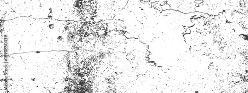 Black and white grunge texture overlay distressed wall concrete surface background with cracks and speckled dirt