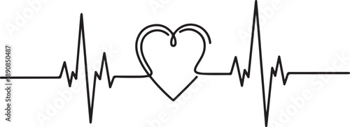 Continuous single line drawing of two intertwined hearts, an icon of eternal love. Line art style vector illustration.