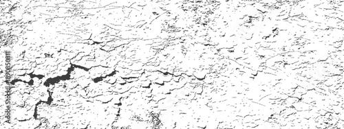 Abstract Cracked Paint Texture Black and White Distressed Vector Overlay