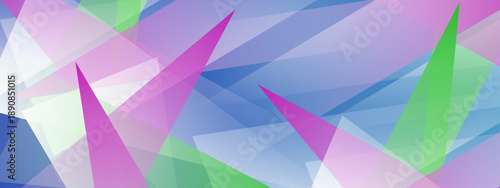 Energetic and colorful geometric design with sharp neon triangles and overlapping transparent planes