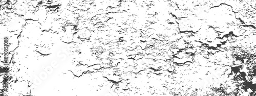 Abstract Black and White Grunge Crack Texture Vector Distressed Rough Surface Overlay Background Graphic Element