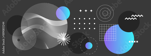 High tech dark mode background featuring wavy lines grids and neon blue circles for gaming and technology