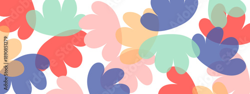 Minimalist soft pastel hand drawn organic shapes and blobs overlapping on white background for modern aesthetic branding