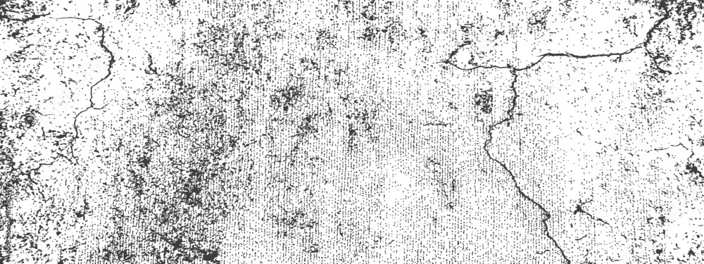 Fototapeta premium Abstract Grunge Vector Texture Overlay Cracked Wall Distress Black White Background