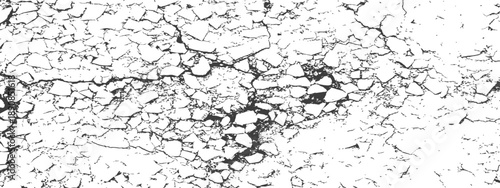 Vector Grunge Texture Cracked Earth or Broken Concrete Abstract Background Overlay Distressed Effect Black and White