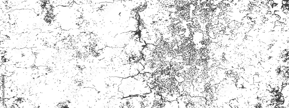 Obraz premium High contrast cracked damaged wall grunge texture overlay distressed urban background vector illustration
