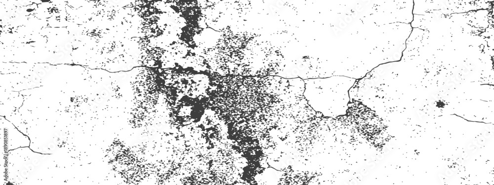 Fototapeta premium Heavy Cracked Grunge Vector Overlay Texture Black and White Distressed Background Abstract Graphic Resource