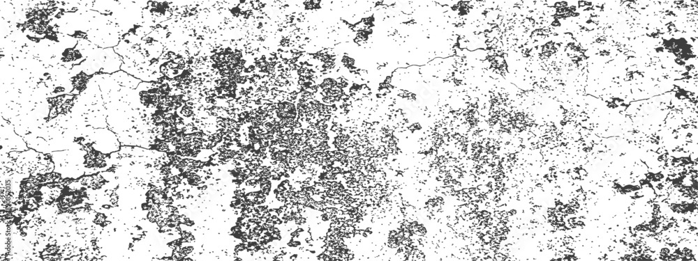 Obraz premium Abstract Grungy Vector Texture Overlay Distressed Background with Cracks Scratches and Rough Splatter Effect Black and White