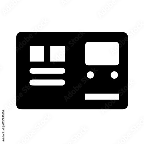 Train Ticket and Railway Transit Schedule Card Silhouette Vector Icon