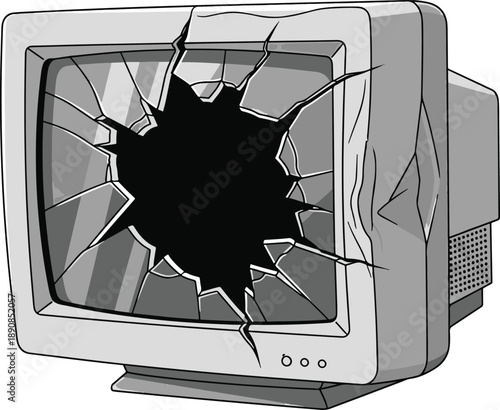 Smashed CRT Monitor