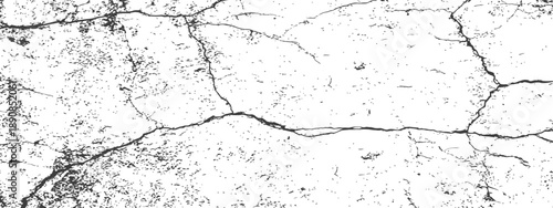 Vector Grunge Cracks Overlay Texture Black and white distressed background graphic element for vintage, worn, abstract, or ruin effects