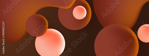 Aesthetic abstract background with warm terracotta and orange 3D organic shapes and spheres creating a soft and earthy atmosphere