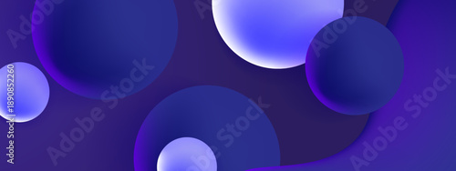 Professional abstract background featuring deep blue 3D bubbles and spheres with glowing highlights and fluid organic shapes