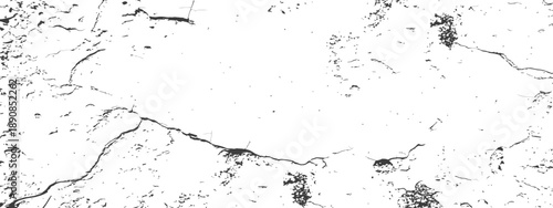 Black and white distressed grunge texture vector overlay Severe cracked surface effect Dirty peeling paint background element