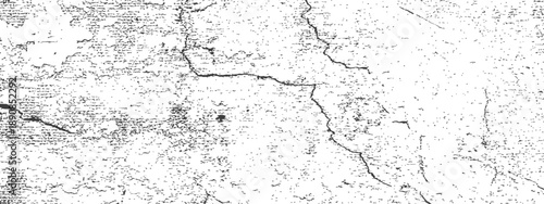 Vector Grunge Overlay Texture with Cracked and Distressed Surface Black and White