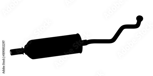 Performance Car Exhaust Muffler System Silhouette Vector Icon