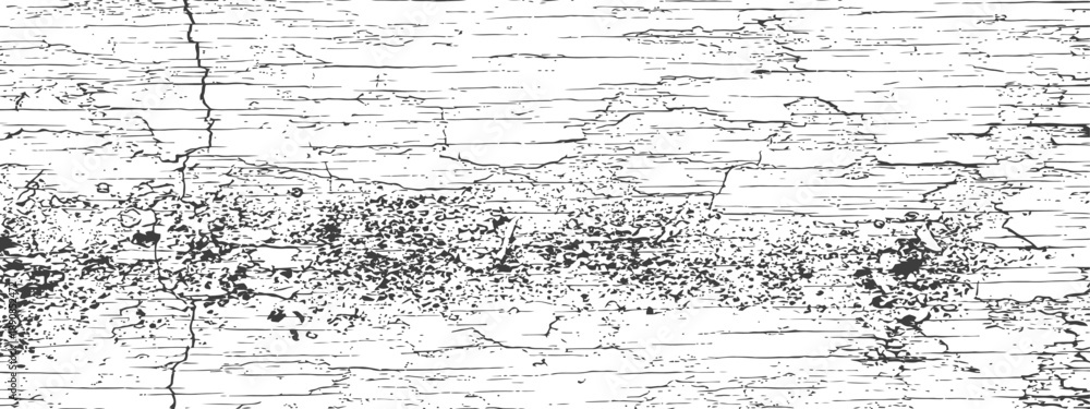 Obraz premium Distressed Vector Grunge Texture Overlay Cracked Wood Grain Black and White Background
