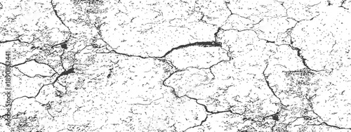 Distressed cracked texture vector grunge overlay Black and white abstract background with vintage damage effect