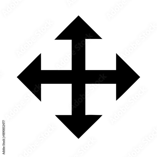 Four Way Directional Arrows Navigation Movement Silhouette Vector Icon