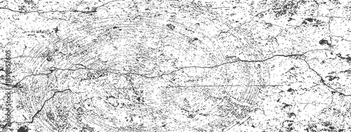 Black and White Vector Grunge Texture Overlay with Circular Scratches and Cracks Distressed Rough Concrete Wall Background