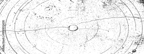 Grungy Cracked Concentric Circle Vector Texture Distressed Black and White Overlay Background Design