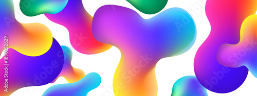 Dynamic multi color organic liquid elements with vibrant gradients isolated on a white background