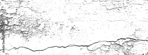 Black and White Grunge Distressed Texture Overlay Vector Background with Cracks and Scratches