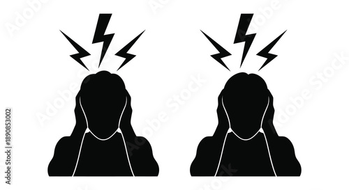 Two silhouetted figures with their hands on their heads surrounded by lightning bolt imagery high quality professional detailed