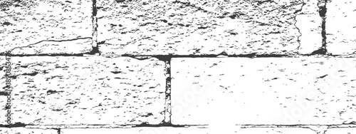 Distressed vector grunge texture of old brick wall or stone masonry background Black and white overlay effect