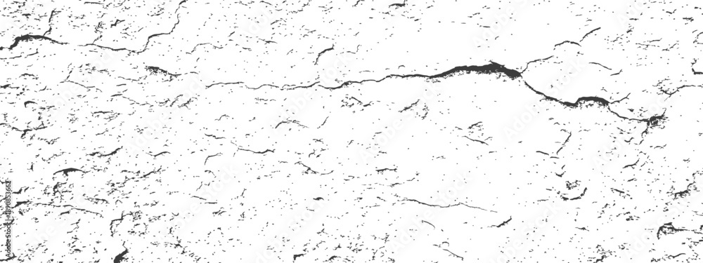 Obraz premium Distressed grunge vector texture overlay of cracks, dirt, and dust Abstract cracked surface background in black and white