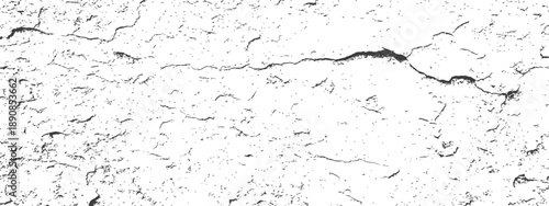 Distressed grunge vector texture overlay of cracks, dirt, and dust Abstract cracked surface background in black and white