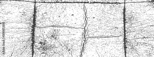 Abstract distressed grunge vector texture overlay with cracked wood or aged concrete surface effect black and white
