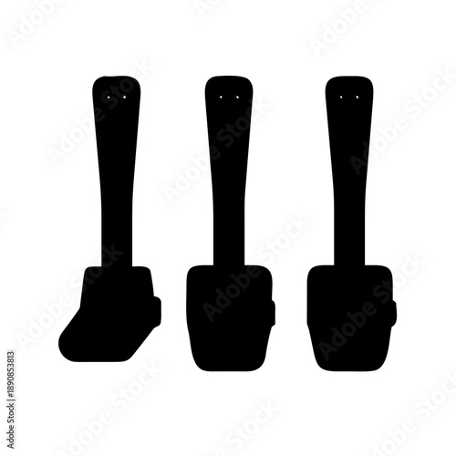 Car Foot Pedals Set Clutch Brake and Accelerator Automotive Manual Transmission Silhouette Vector Icon