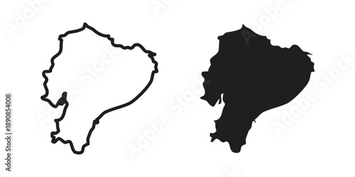 Map of Ecuador outline and solid shape for geography, travel, and national identity representation, showing country border and territory silhouette
