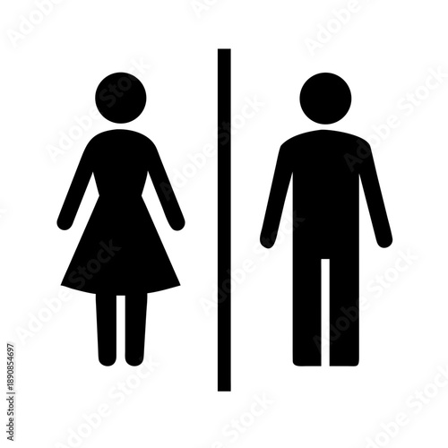 Male and Female Restroom Signage Man and Woman Toilet Symbols Silhouette Vector Icon