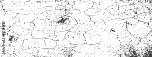 Cracked Grunge Overlay Texture Vector Distressed black and white background pattern showing cracks, damage, dirt, and dust