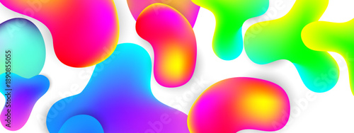 Clean minimalist design featuring abstract fluid gradient shapes with soft shadows on a white background for web