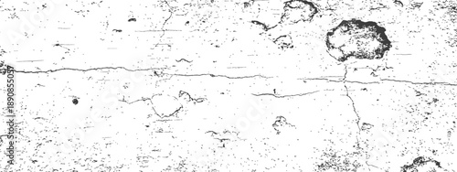 Black and White Distressed Texture Overlay Vector Grunge Background Rough Cracked Concrete Wall Surface Graphic Element