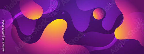 Abstract vector background featuring fluid liquid shapes with vibrant purple pink and orange gradients and wavy lines