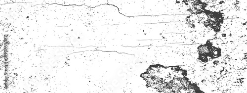 Distressed grunge texture overlay with cracks and speckles Black and white abstract vector background