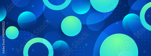 Abstract background with overlapping blue and cyan circles creating a bokeh effect with dot patterns