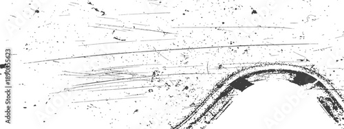 Black and White Grungy Texture Vector Abstract Background with Scratches Dirt Dots and Large Arch Distressed Overlay