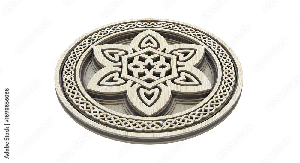 Fototapeta premium Wooden Celtic Knot Star Carving