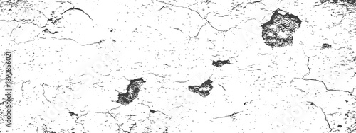 Grungy distressed black and white texture overlay vector with cracks and peeling plaster effect vintage background