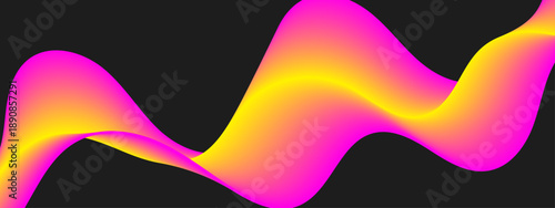 Dynamic pink and yellow 3D fluid wave flowing across a dark charcoal background for high contrast visuals