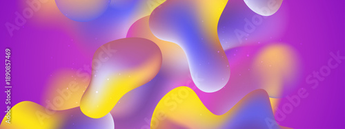 Artistic purple and magenta liquid fluid blobs with tiny sparkling stars on a vibrant gradient backdrop