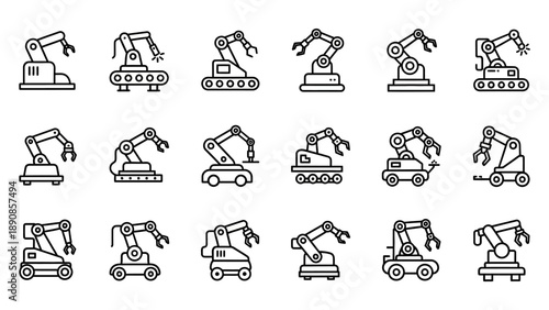 Excavator Icons in Various Positions.