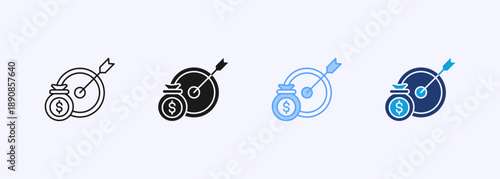 Budget Goal Icon Set Multistyle Various Collection Element For Design