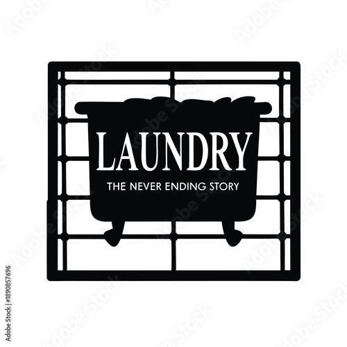 Laundry Room Decor Sign with a Tub Full of Clothes Design
