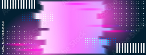 Obraz na plátně Futuristic abstract background with vibrant pink neon glitch effects and geometr